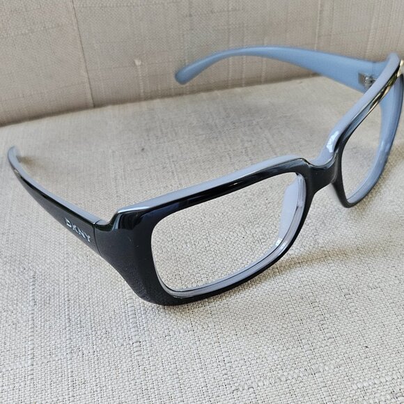 DKNY Oversized Black Square Glasses W Milky Baby Blue Interior Eyeglasses - Picture 5 of 16
